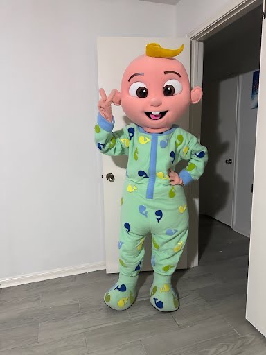 Hire Cocomelon JJ for birthday parties - toddler mascot character performer in Boise