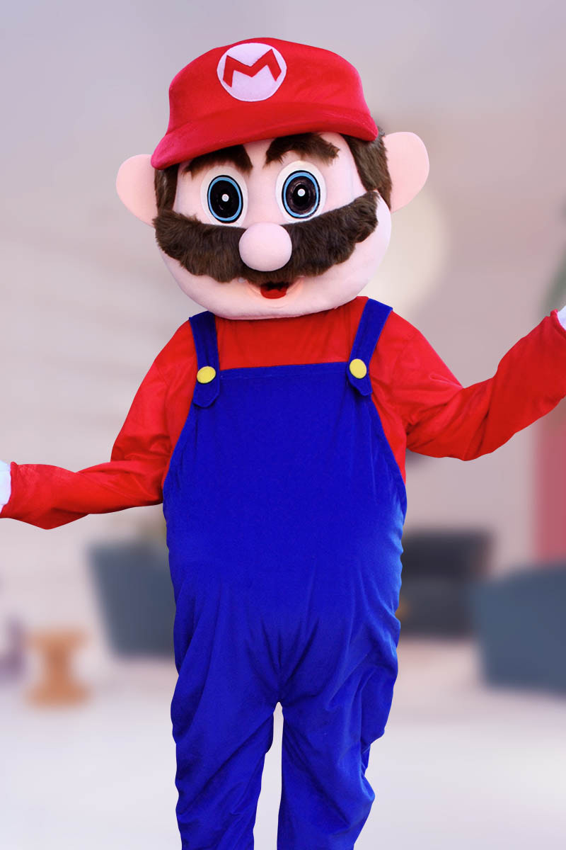 Hire Mario for birthday parties - Super Mario mascot character performer in Boise
